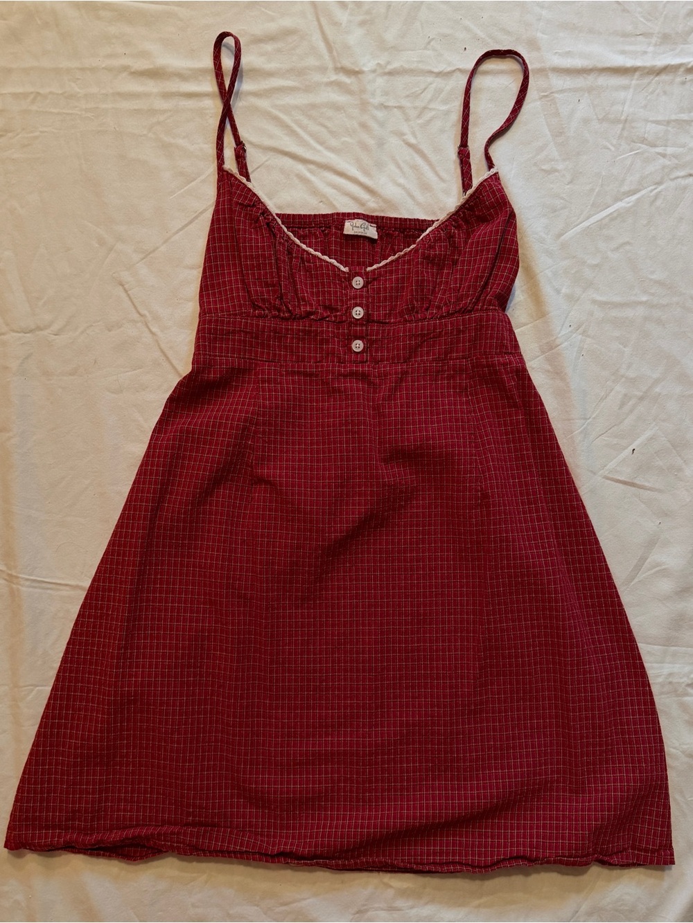Women’s Red Plaid Slip Dress with Spaghetti Straps